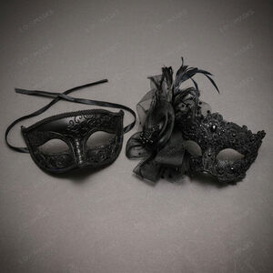 Venetian Floral Lace Masquerade Halloween Party mask Black
